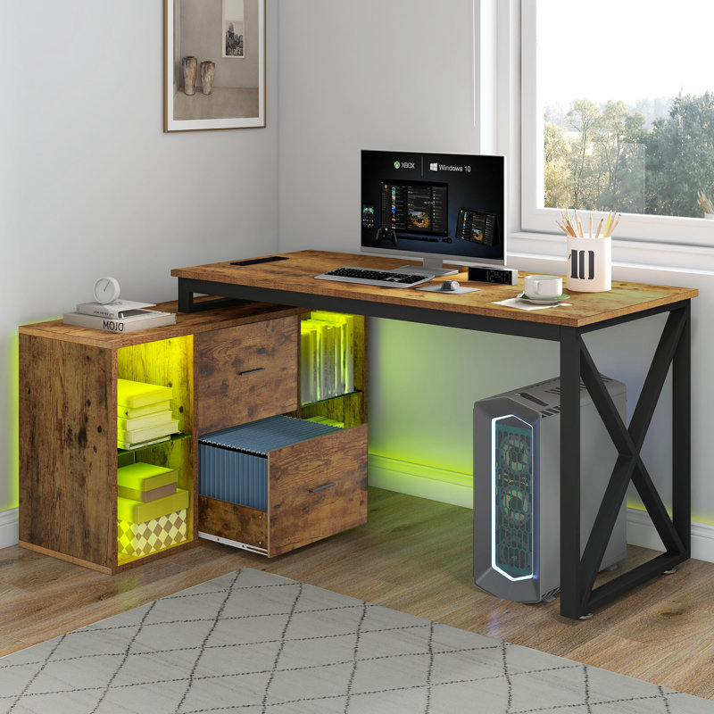 Wrought Studio™ Jiahao 55'' L Shaped Reversible Desk with Wrought Studio™ Jiahao 55'' L Shaped Reversible Desk with